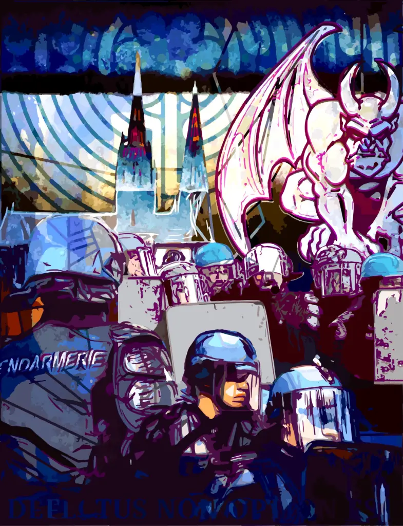 Gardes face au monstre