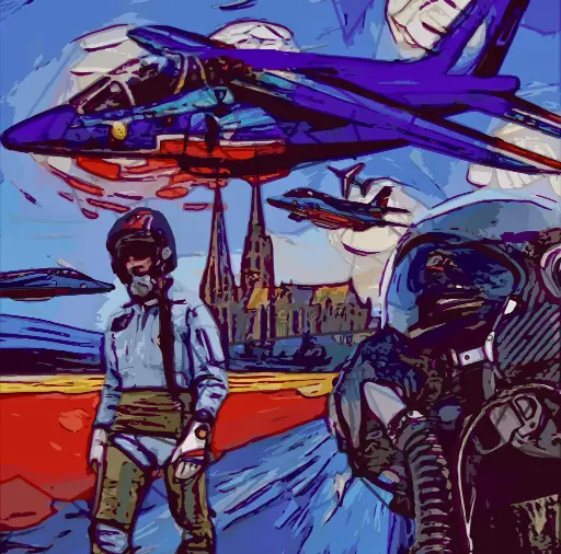 Patrouille aérienne au-dessus de la ville